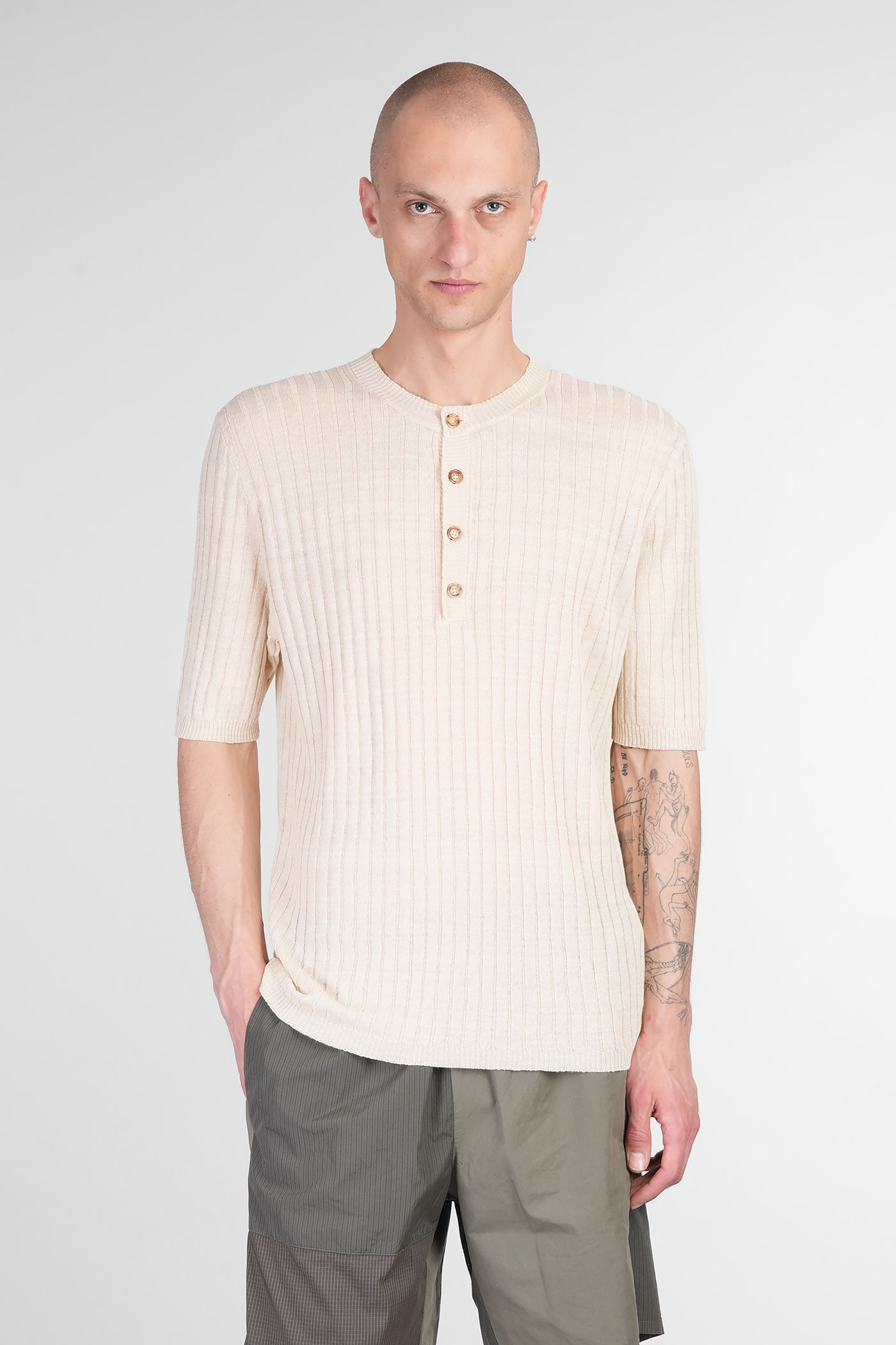 T-shirt In Beige Linen