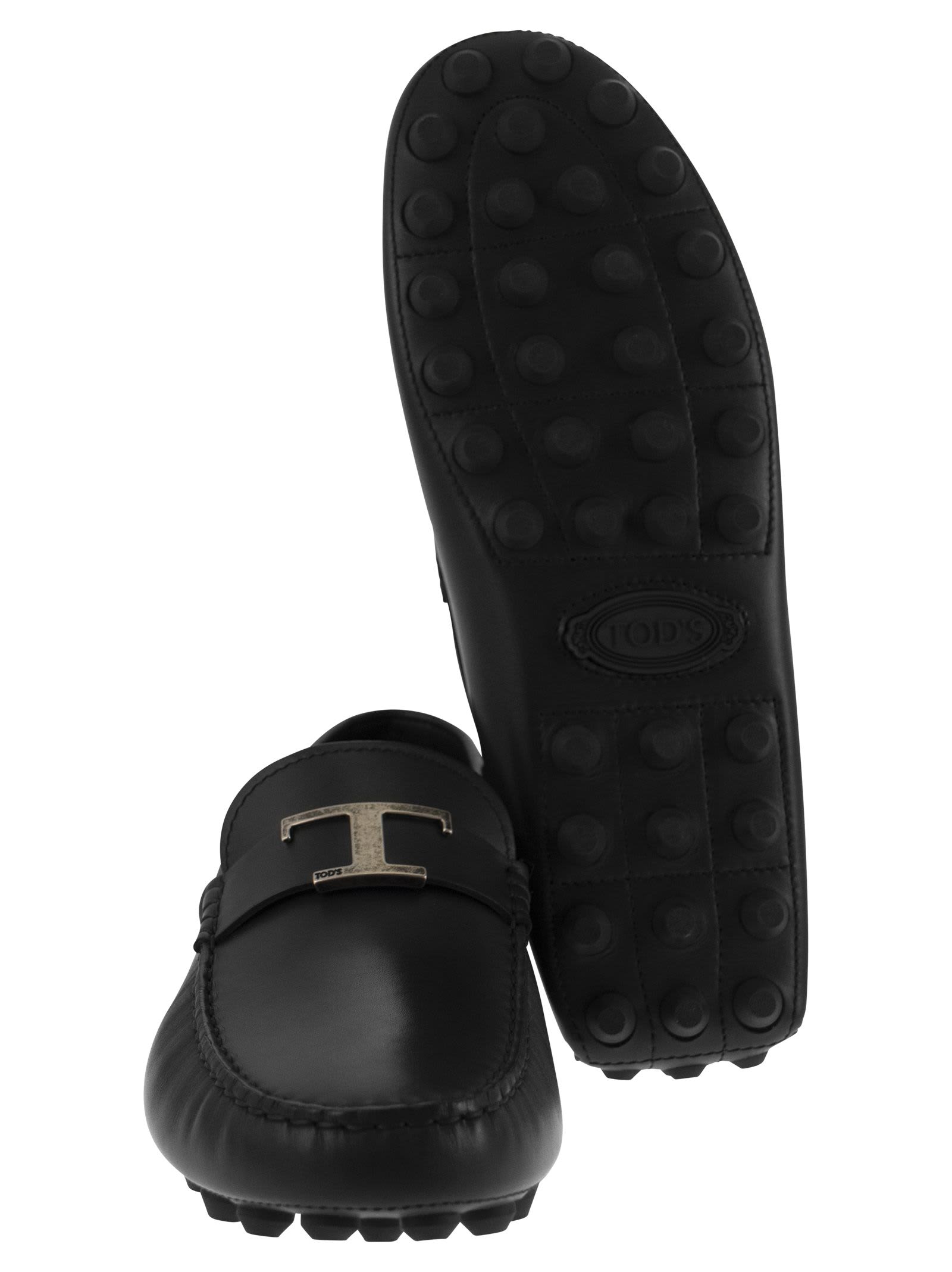 Shop Tod's Moccasin With Macro Rubbers In Black