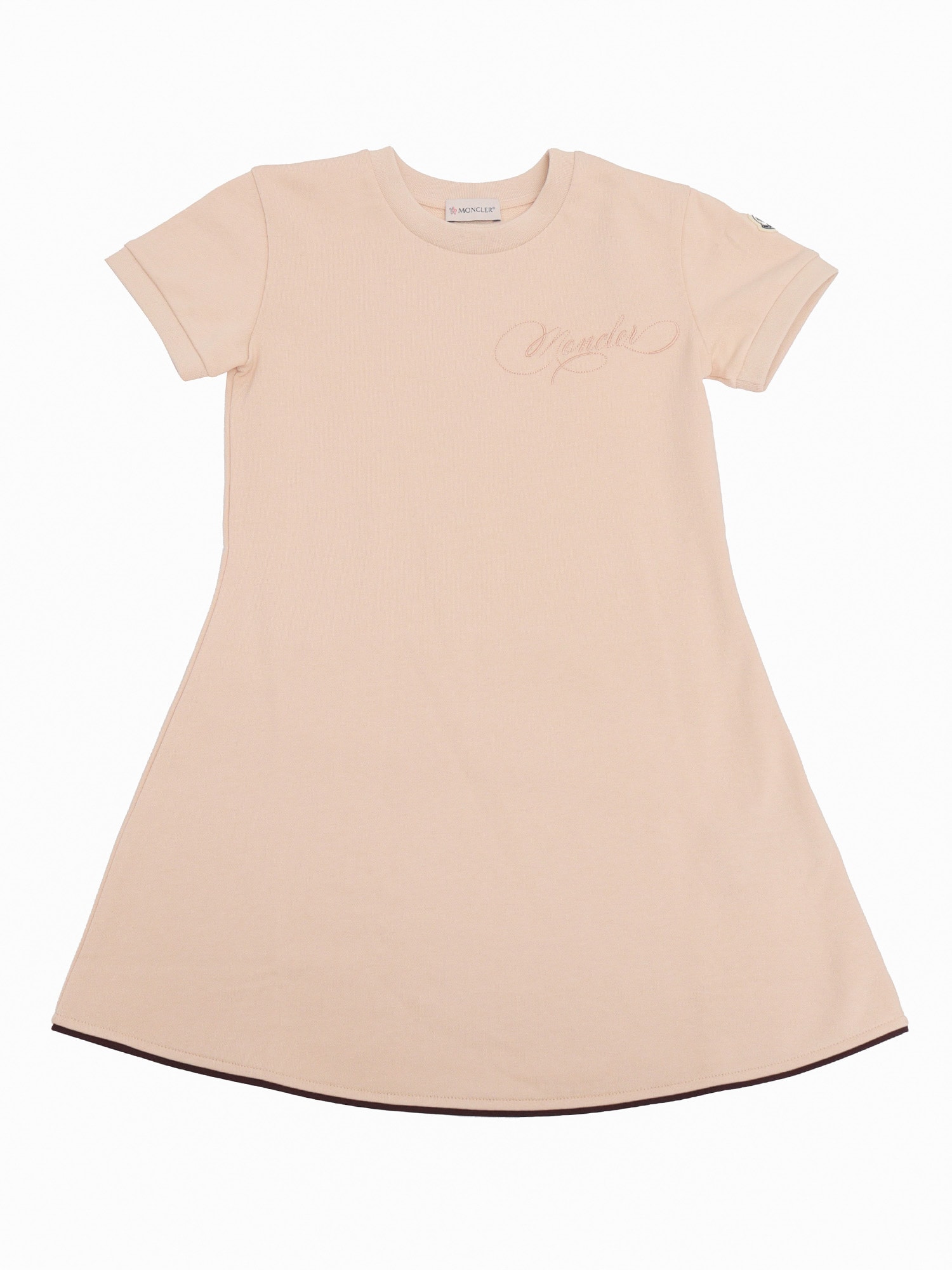 Moncler Girl's Logo-script Jersey Dress In Pink