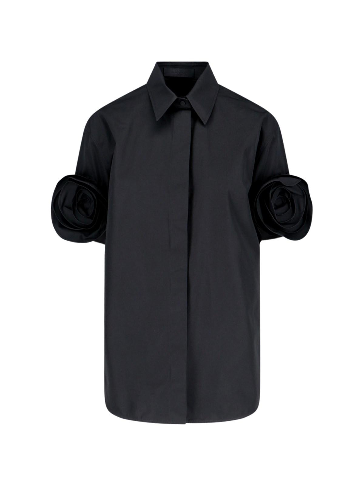 Shop Valentino Rose Detail Shirt In Black