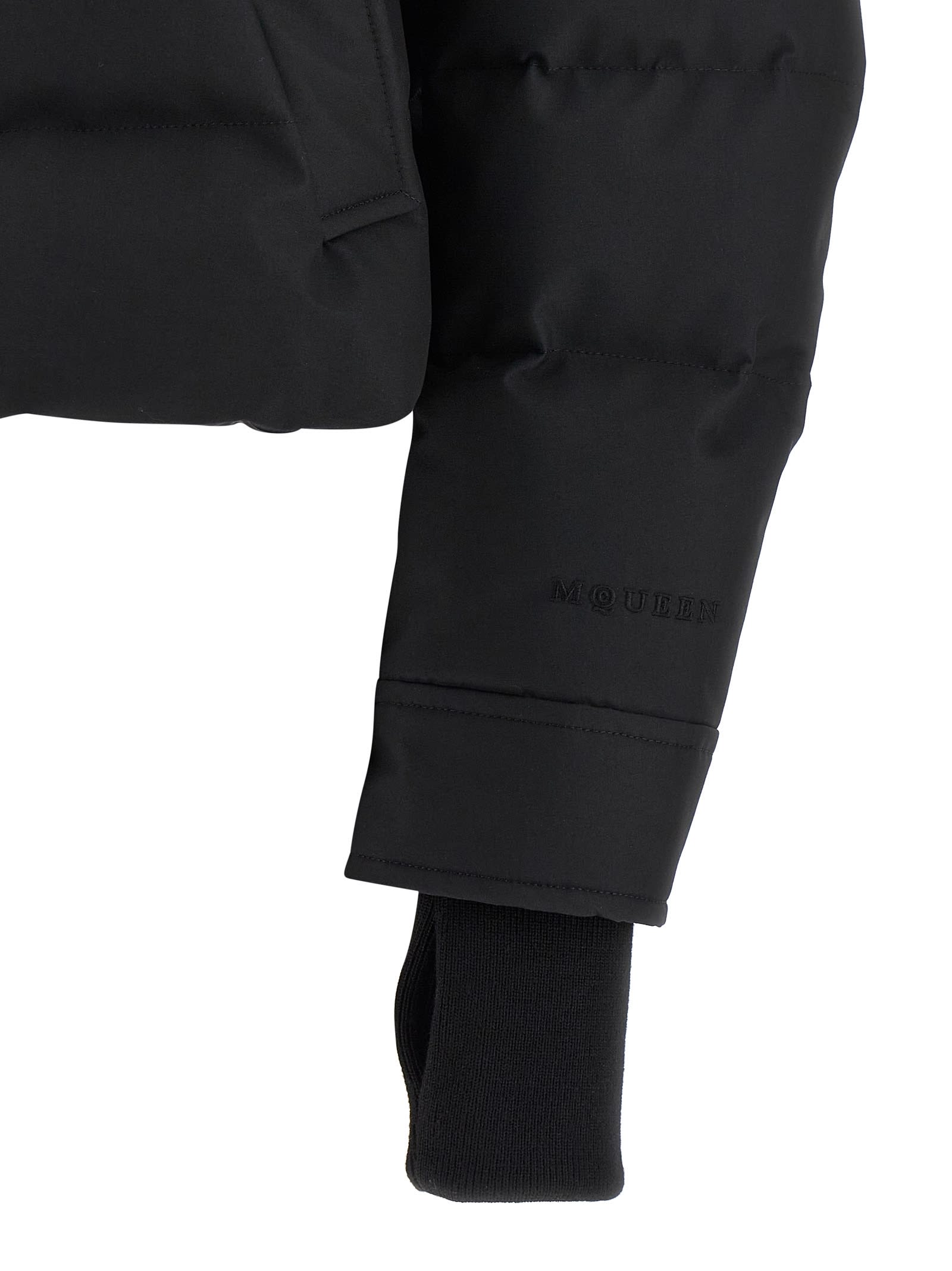 Alexander Mcqueen Cropped Down Jacket Puffer Jackets Black In Black