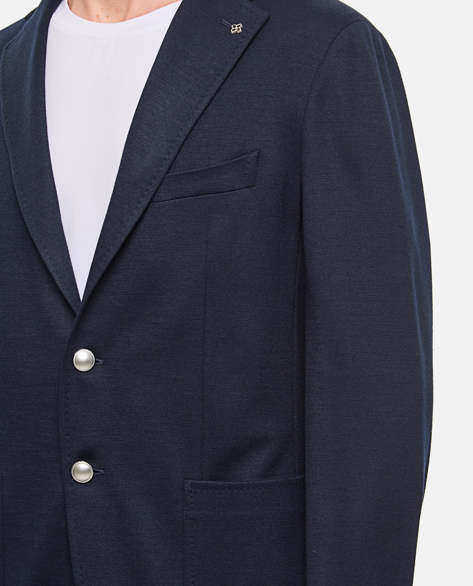 Tagliatore Lapel Single-breasted Jacket With Front Patch Pockets In Blue