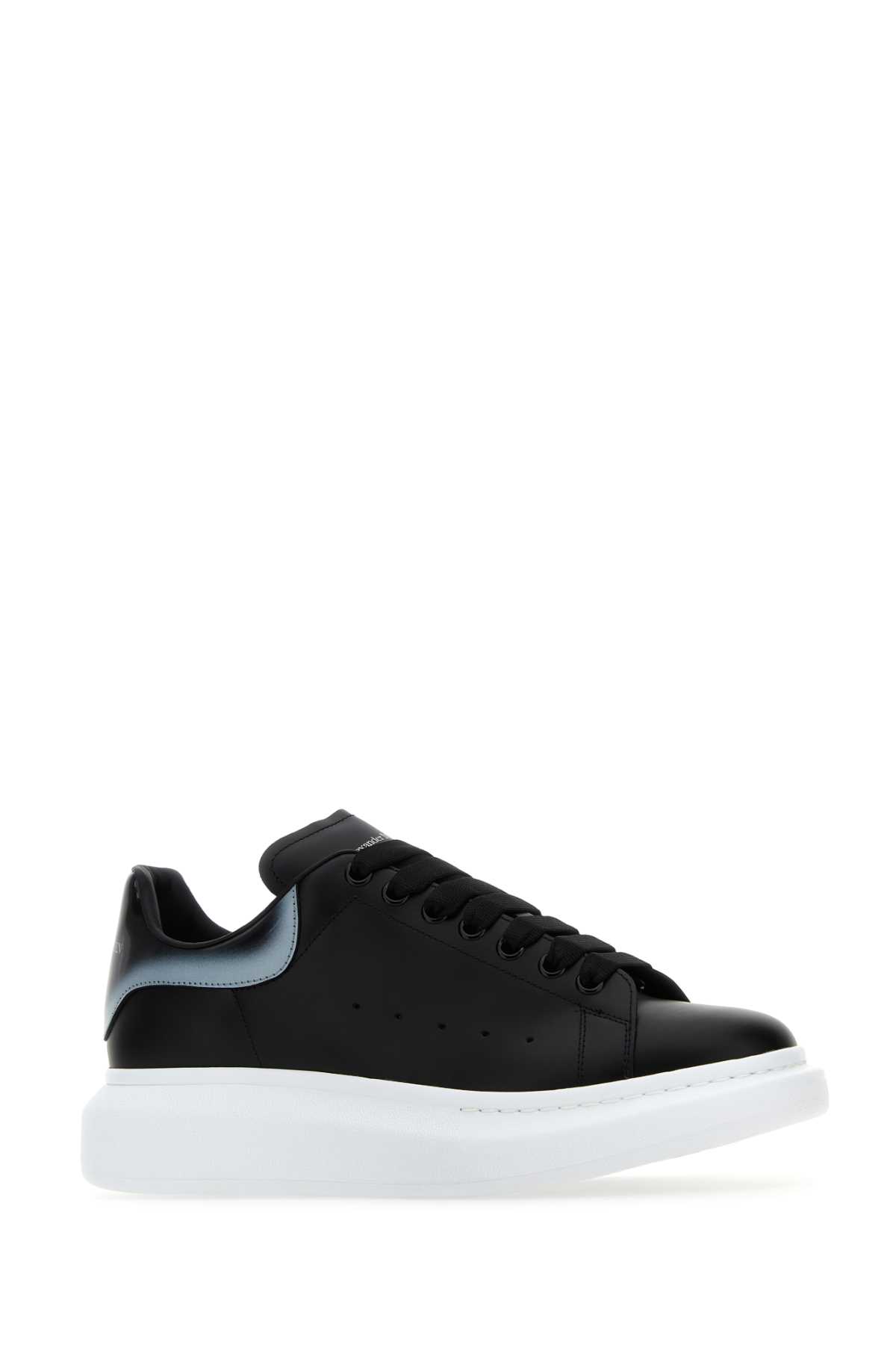 ALEXANDER MCQUEEN BLACK LEATHER SNEAKERS WITH TWO-TONE LEATHER HEEL