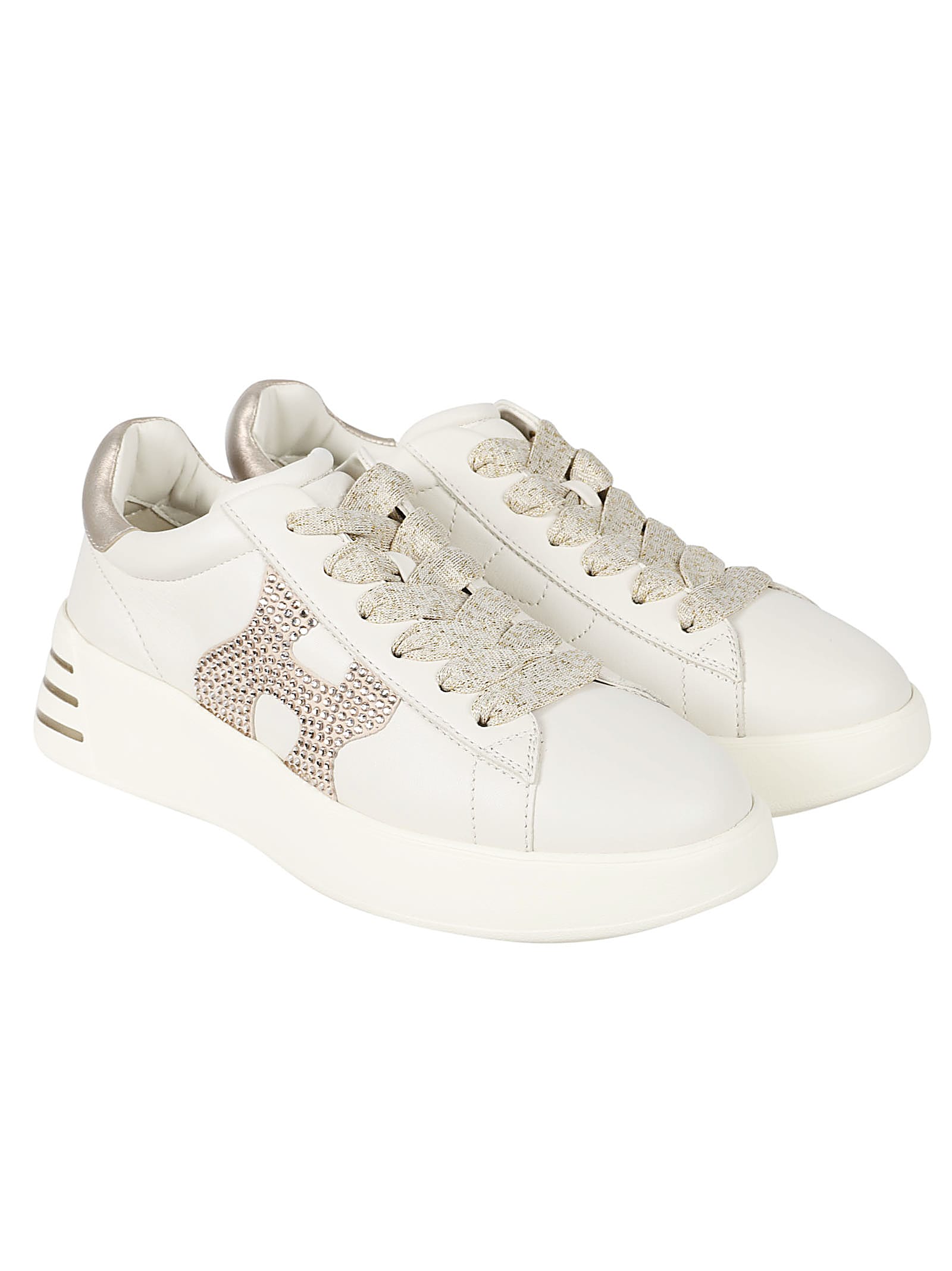 Shop Hogan Rebel H564 Sneakers In Yogurt/oro Rosa