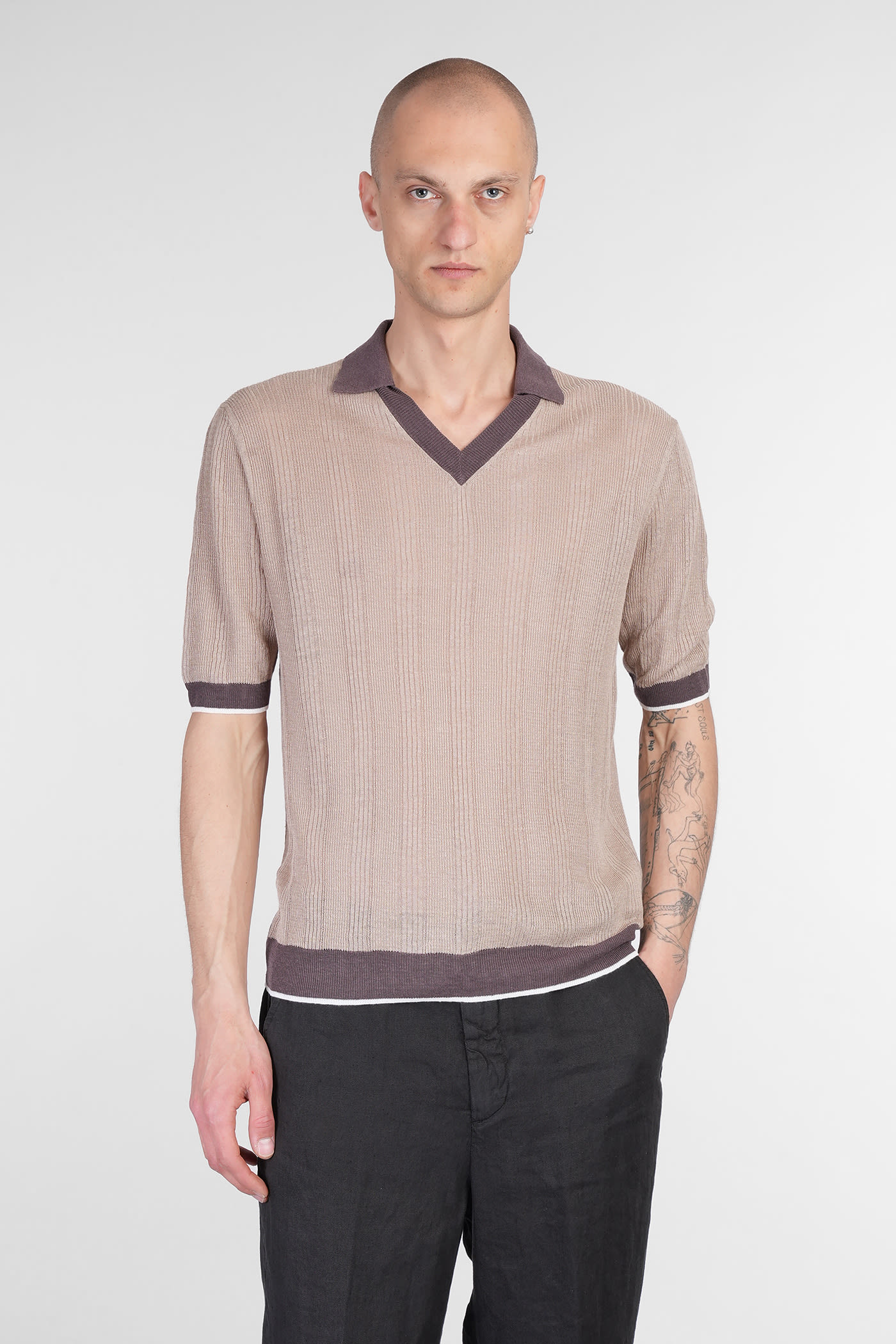 Polo In Beige Linen