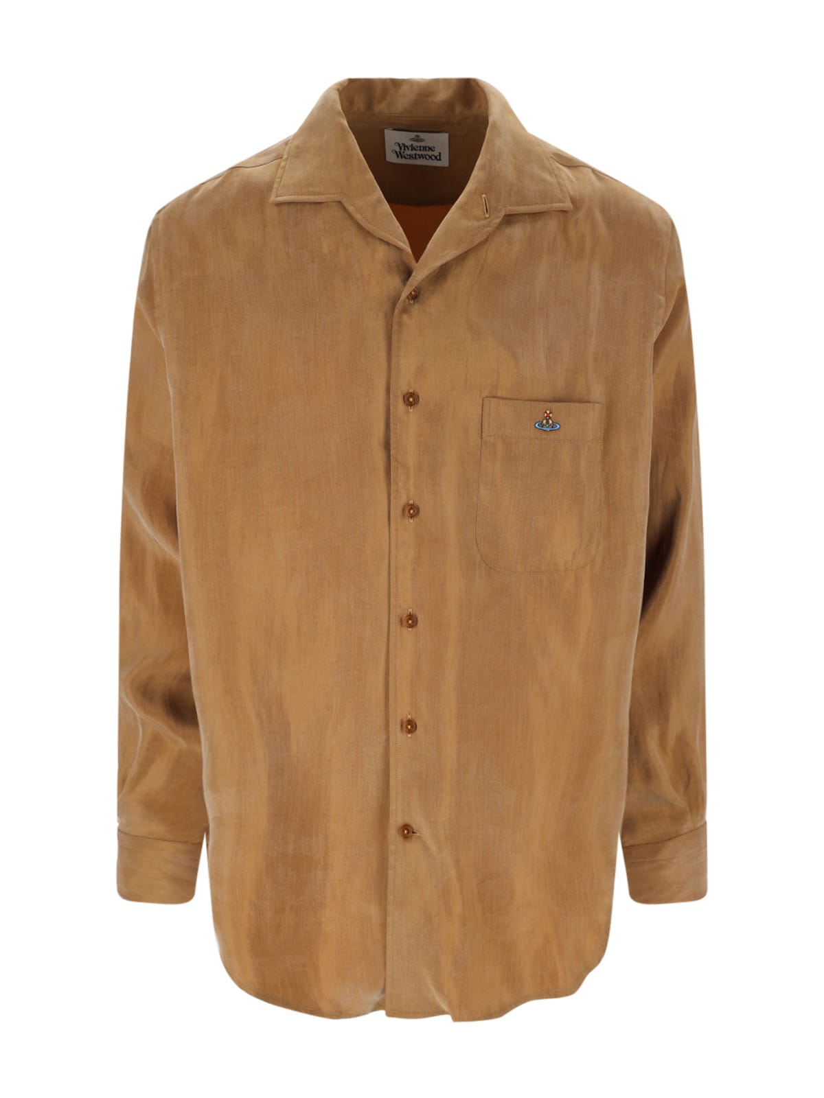 Vivienne Westwood Collared Shirt With Long Sleeves And Chest Pocket In Brown