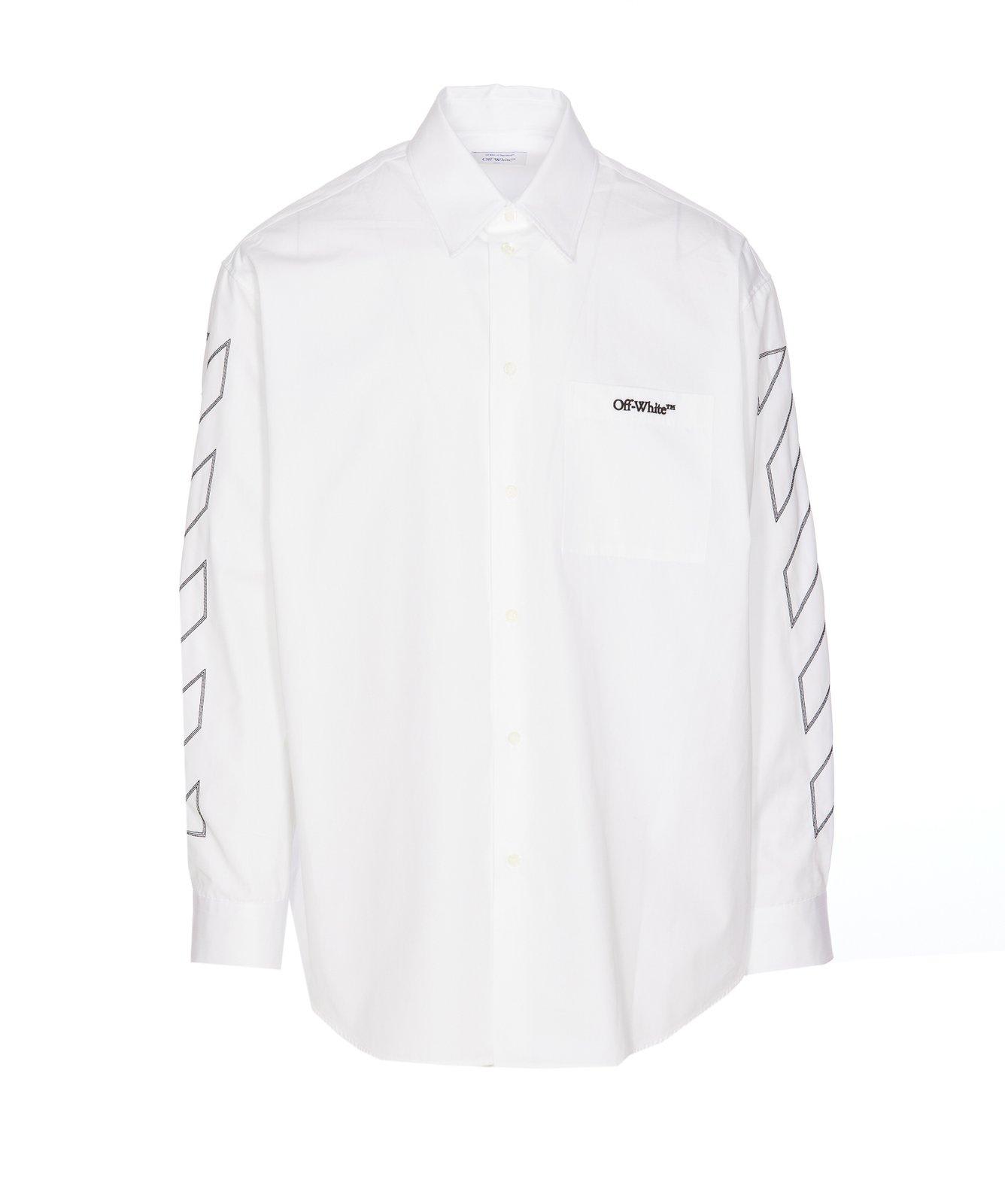 Logo Embroidered Long Sleeved Overshirt