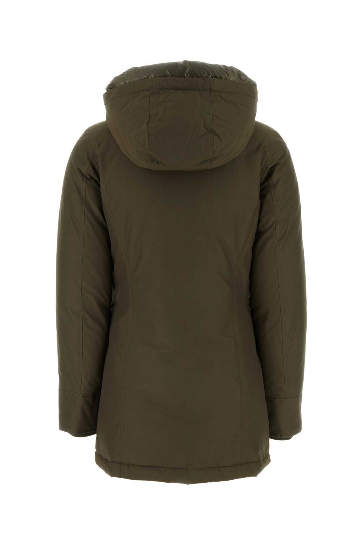 Woolrich Army Green Cotton Down Jacket In Green