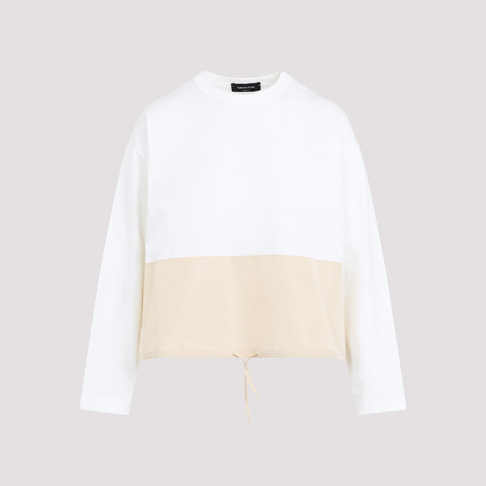 Shop Fabiana Filippi Ls T-shirt In Bianco Vaniglia