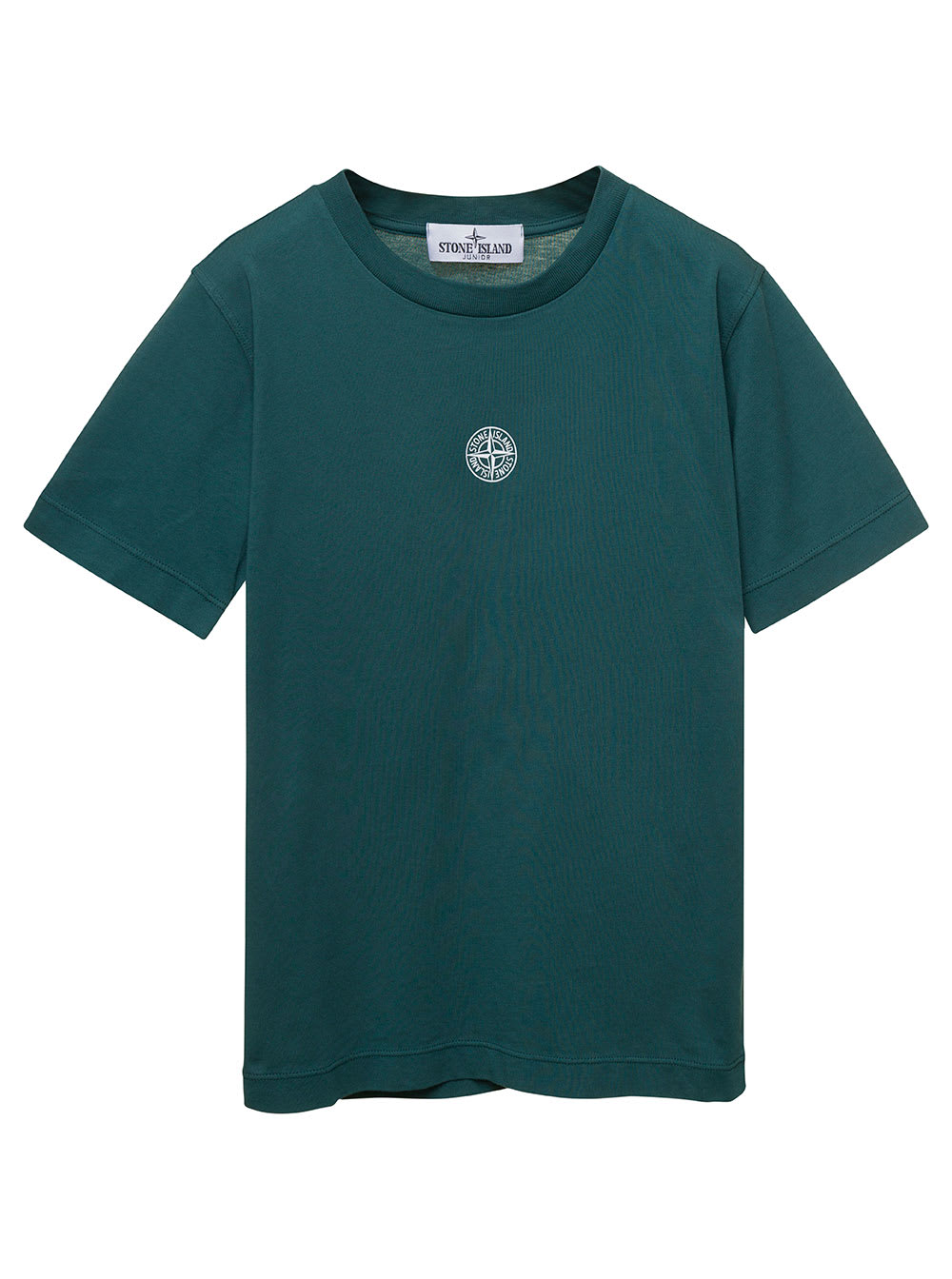 Stone Island Junior Kids' Green Short-sleeved T-shirt With Maxi Logo Print In Cotton Boy