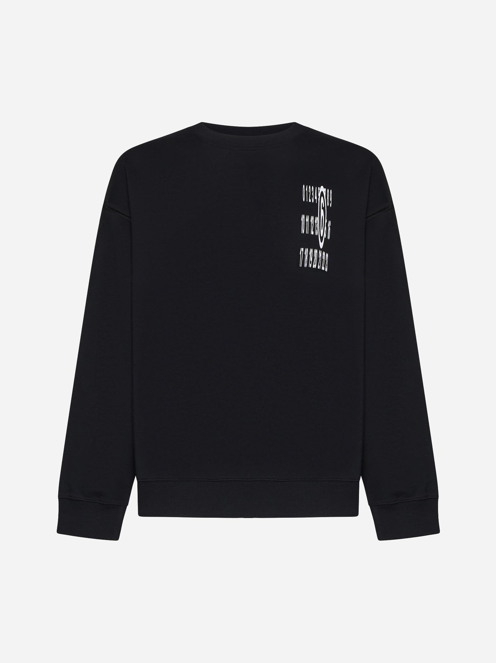 Shop Mm6 Maison Margiela Logo And Cut-out Cotton-blend Sweatshirt In Black (black)