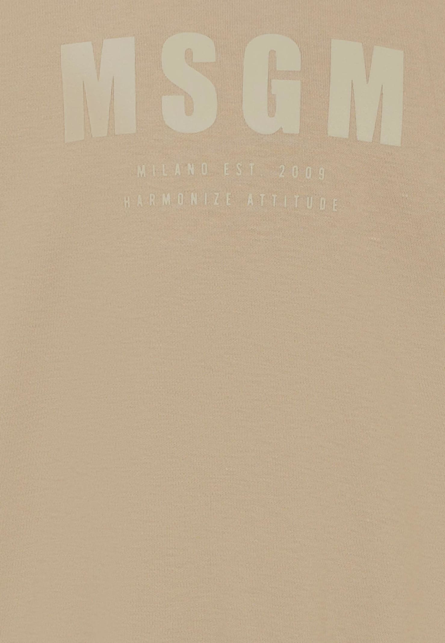 Msgm Beige Sweatshirt For Kids With Logo In Brown