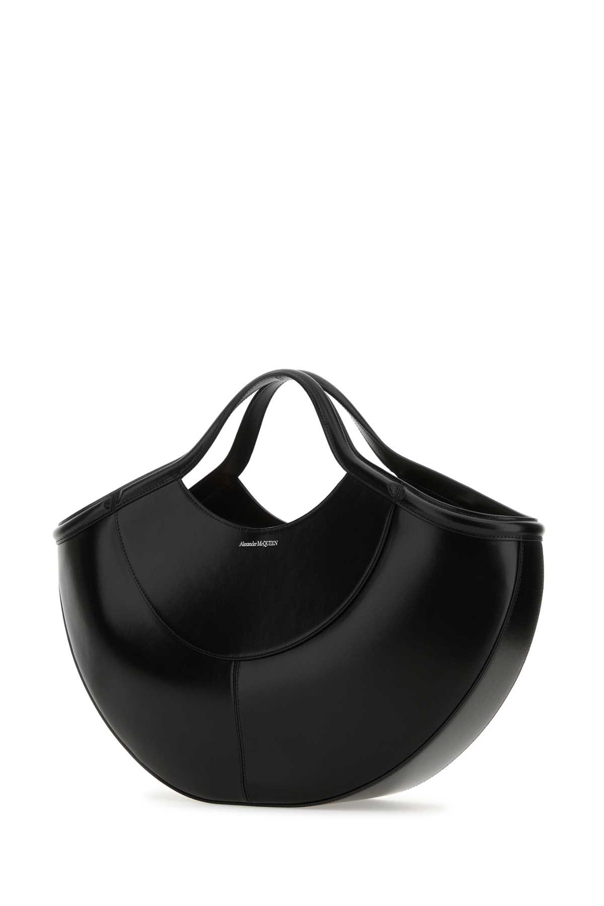 Shop Alexander Mcqueen Black Leather The Cove Shopping Bag
