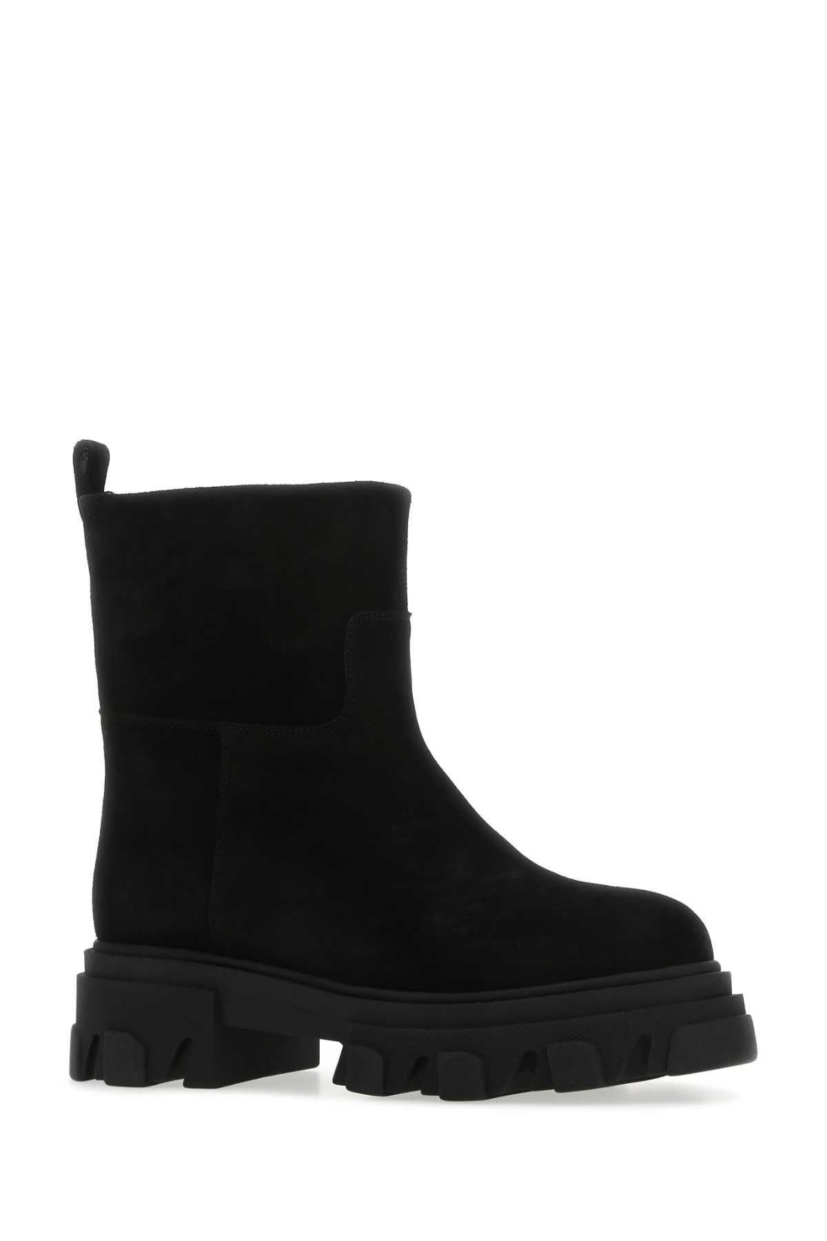 Gia Borghini Black Suede Ankle Boots In 5000