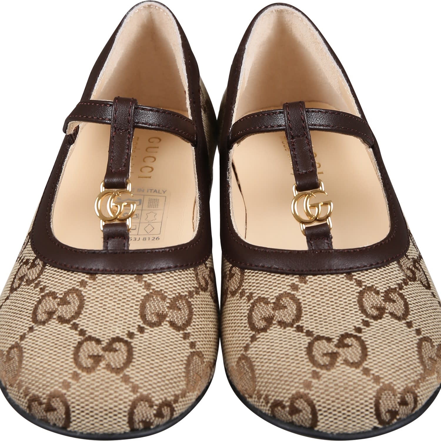 Shop Gucci Brown Ballet Flats For Baby Girl With Double G