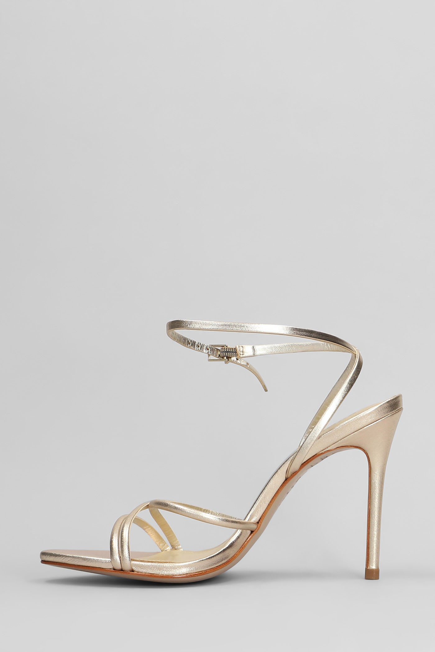 SCHUTZ SANDALS IN PLATINUM LEATHER