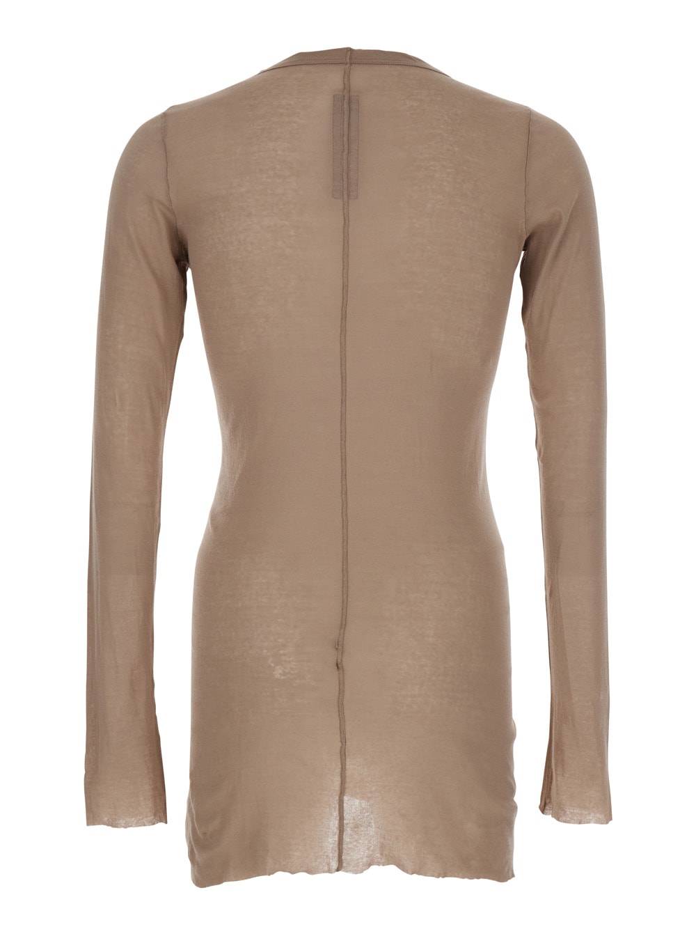 Rick Owens Brown Long-sleeve T-shirt In Viscose And Silk Blend Man In Brown