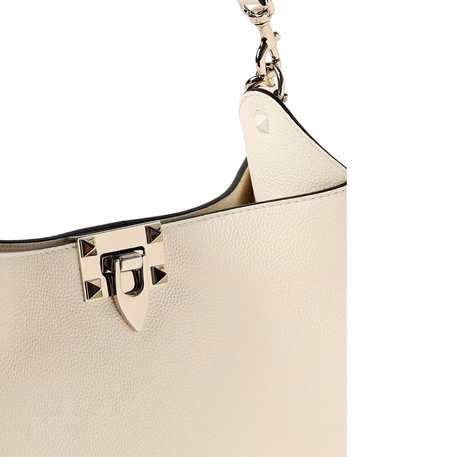 Shop Valentino Garavani Rockstud Hobo Bag In White