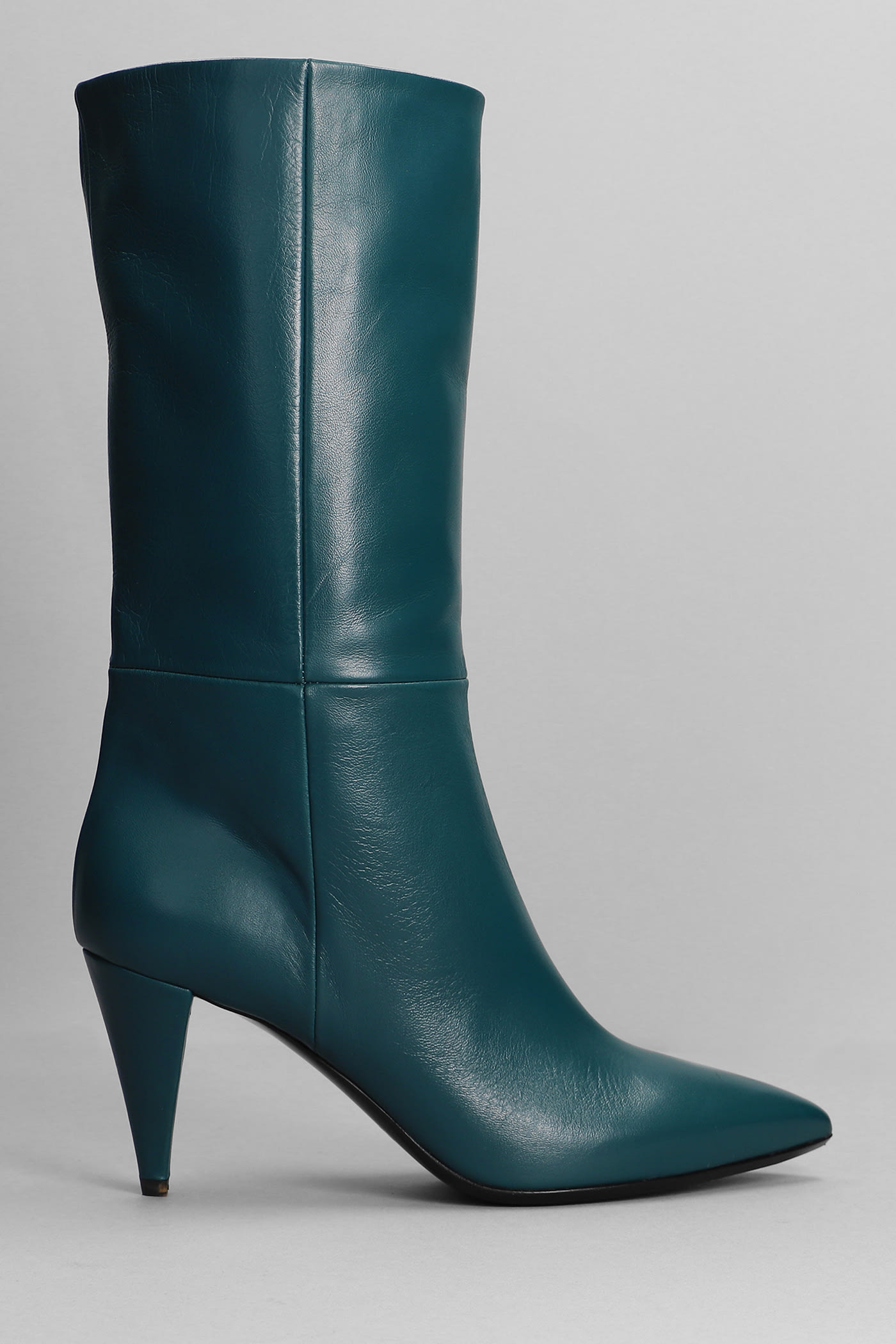 Strategia High Heels Ankle Boots In Petroleum Leather