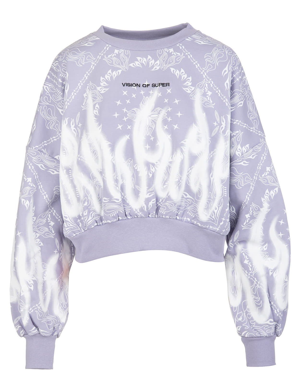Vision of Super Woman Lilac Short Sweatshirt With Bandana Print