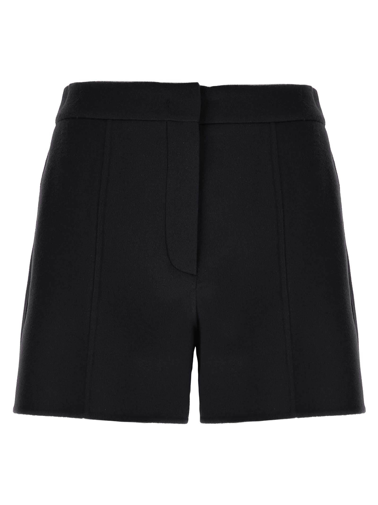 Sportmax Double Pleated Tailored Shorts In Luxurious Wool In Black