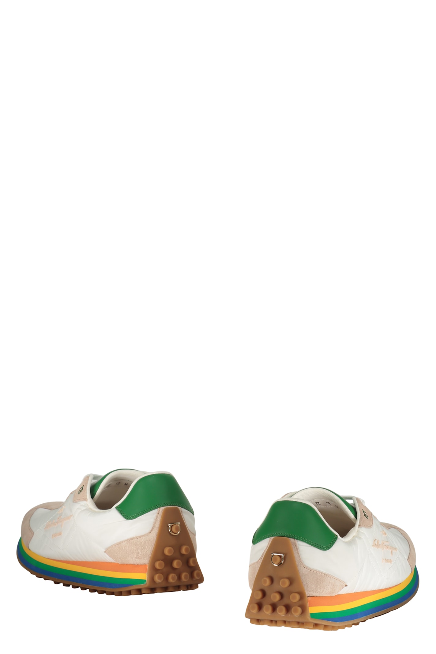 Ferragamo Iggy Rainbow-sole Sneakers In White