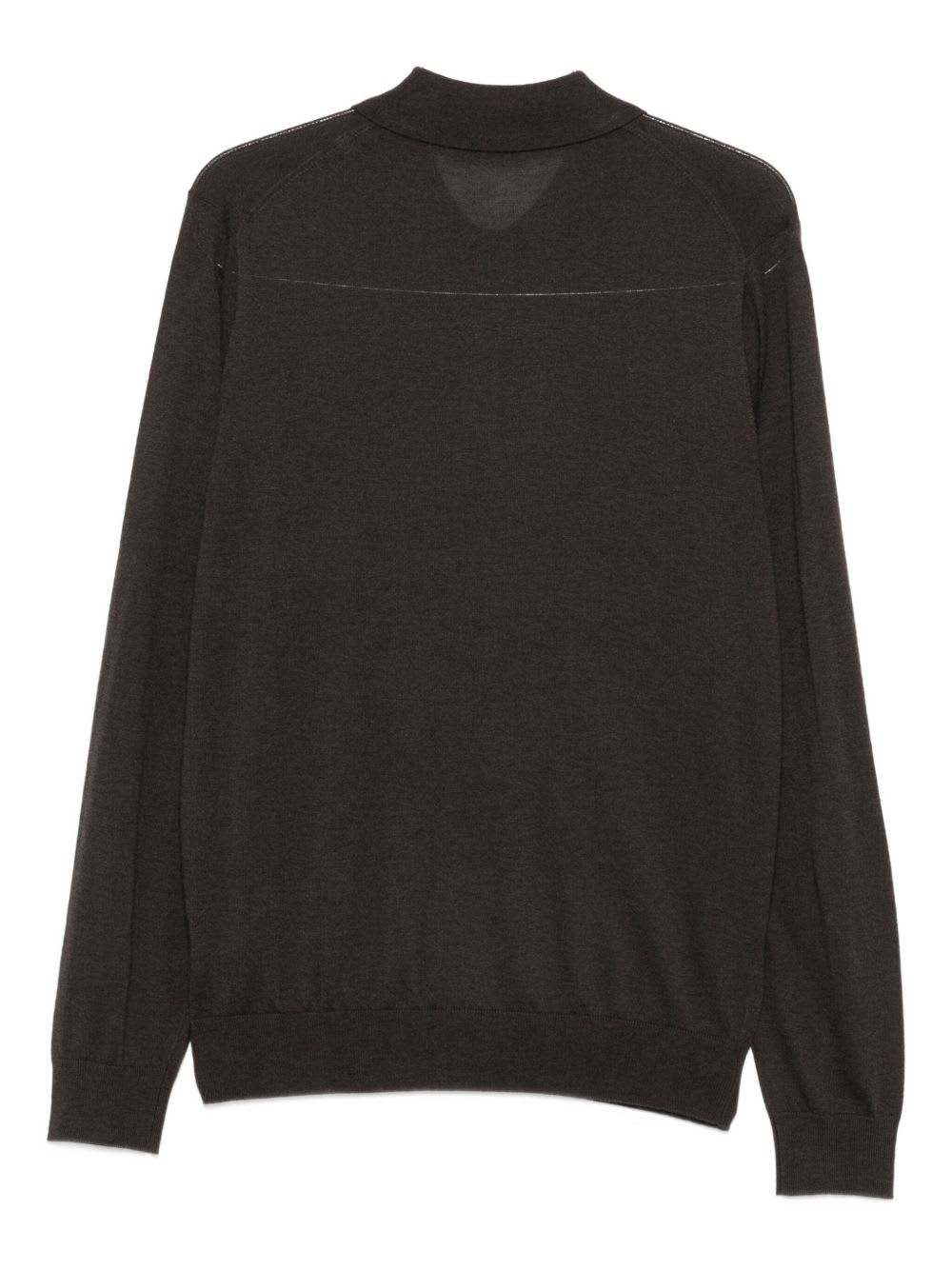 Corneliani Long-sleeved Polo Sweater In Brown