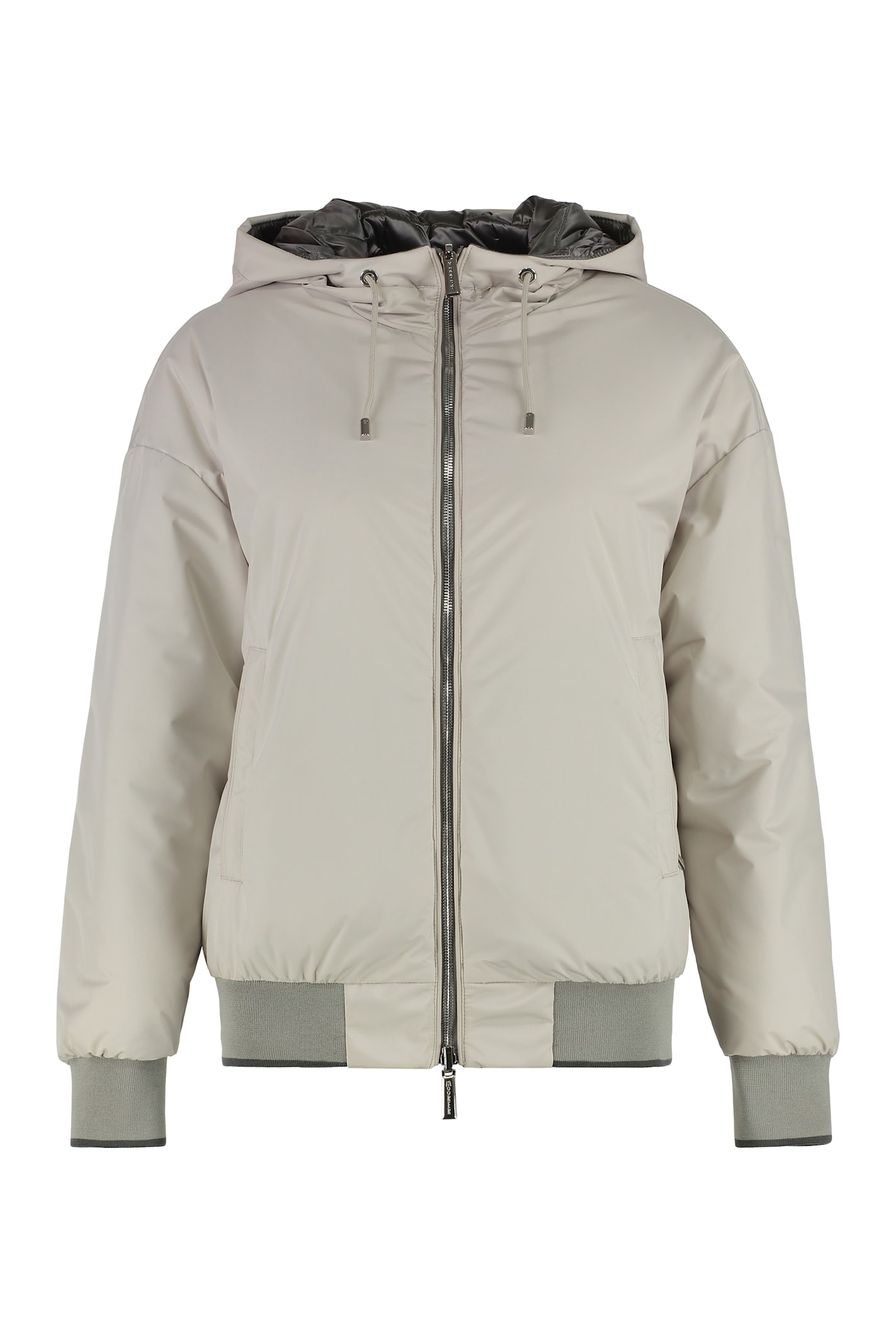 Shop Moorer Becka Hooded Bomber-style Down Jacket In Ivory