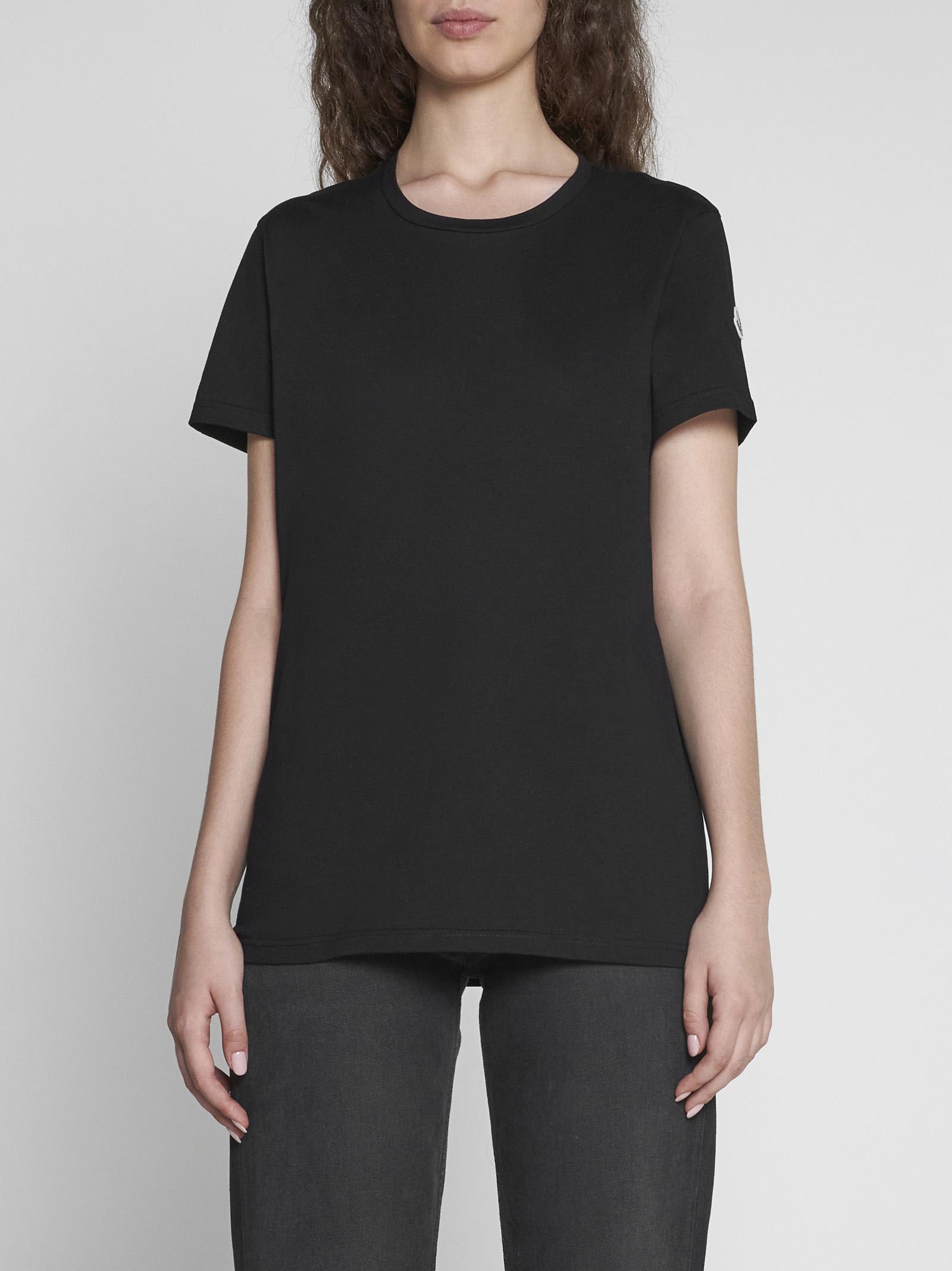 Shop Moncler Logo-patch Cotton T-shirt In Black