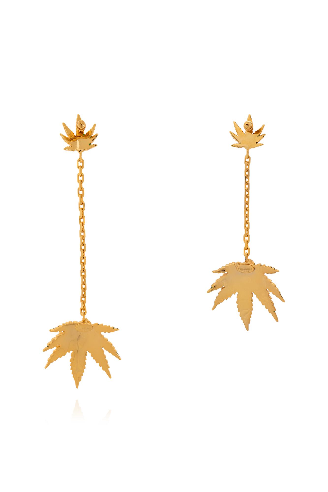 Shop Dsquared2 Brass Earrings In Gold/green