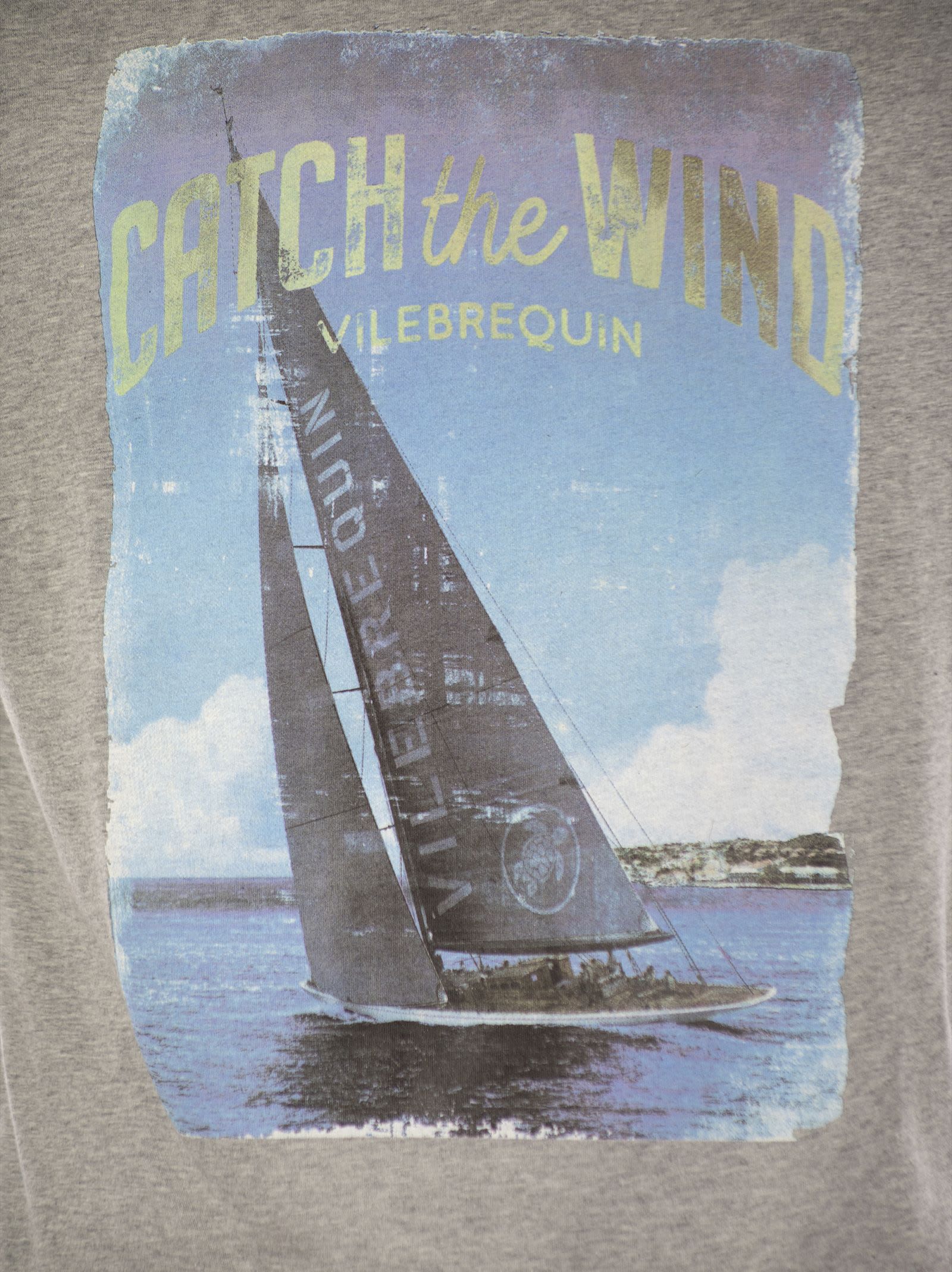 Shop Vilebrequin Cotton T-shirt With Frontal Print In Melange Grey