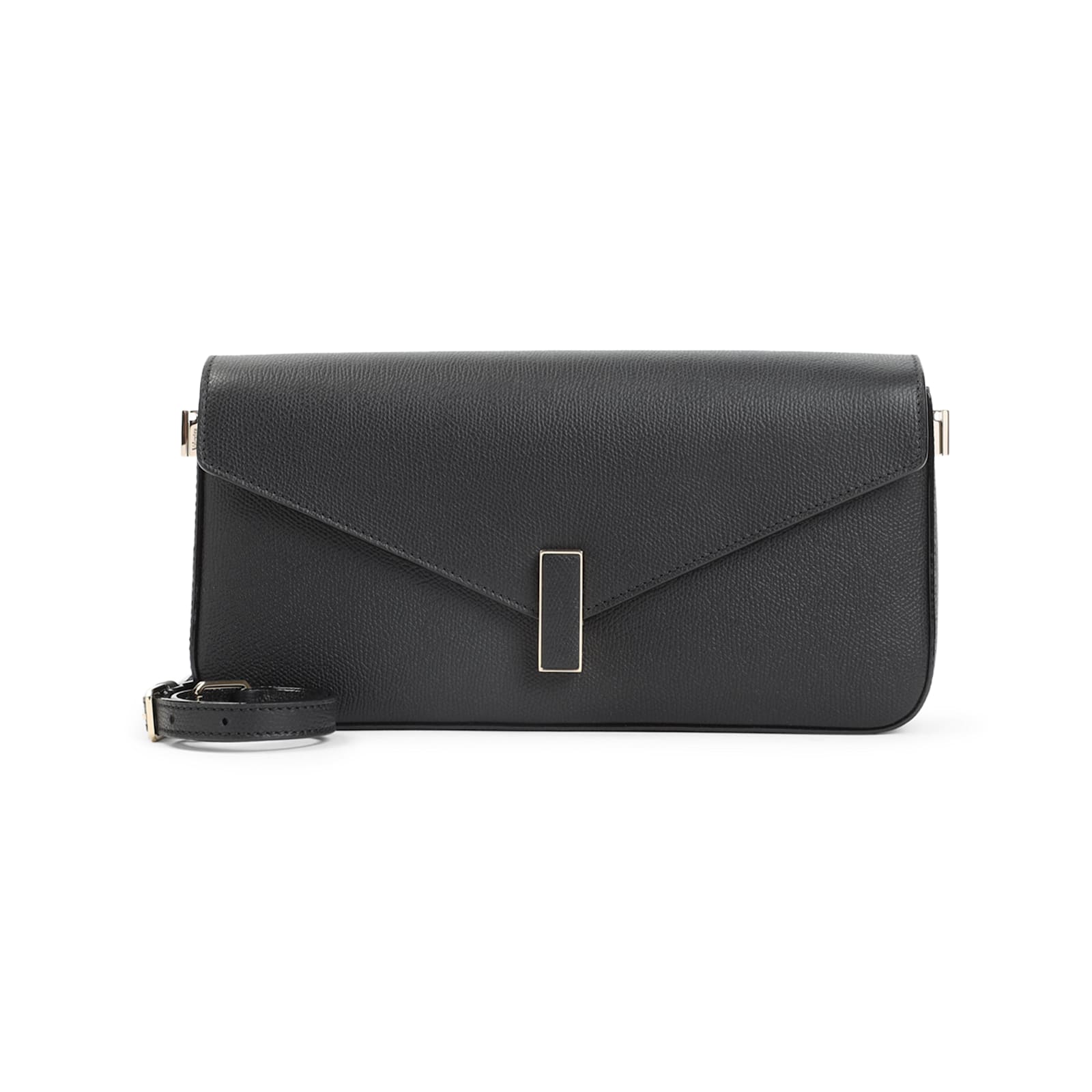 Valextra Structured Black Calf Leather Shoulder Bag In Black