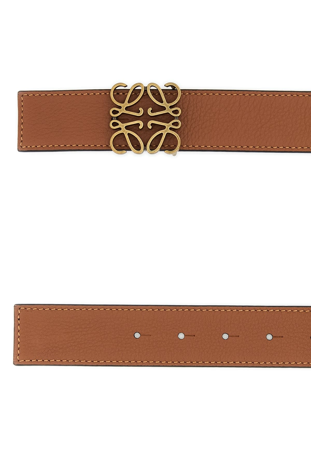 Shop Loewe Reversible Anagram Belt 3.5cm In Tanblackoldgold