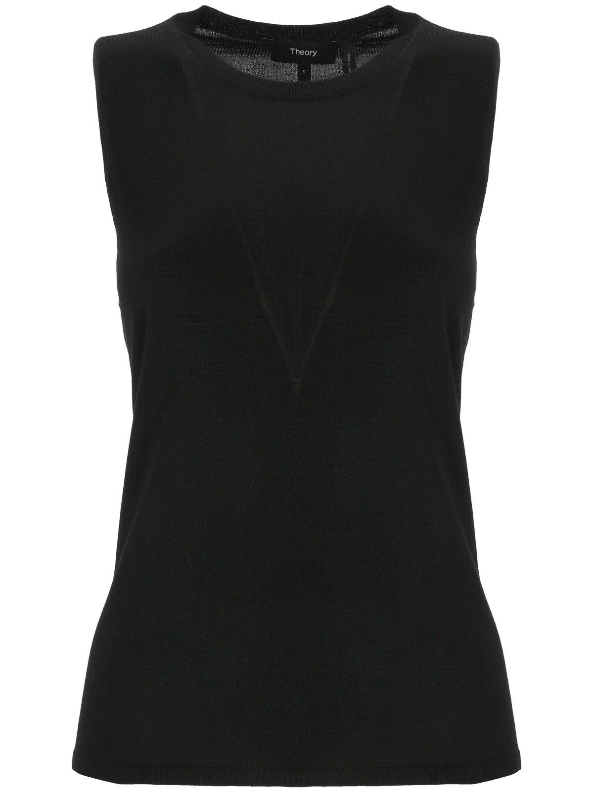 Shop Theory Crewneck Ribbed Knit Vest In Black