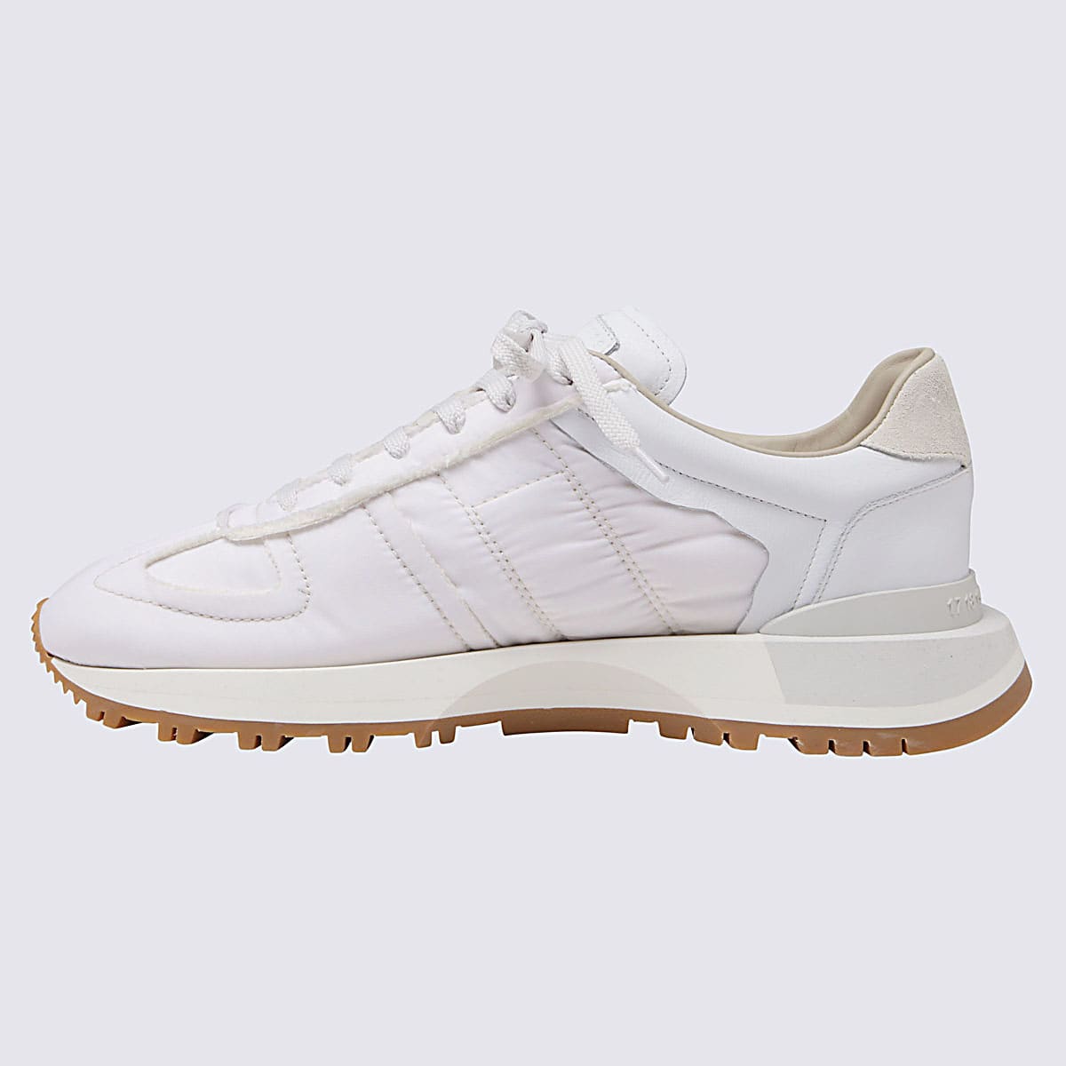 Shop Maison Margiela White Leather And Canvas Sneakers