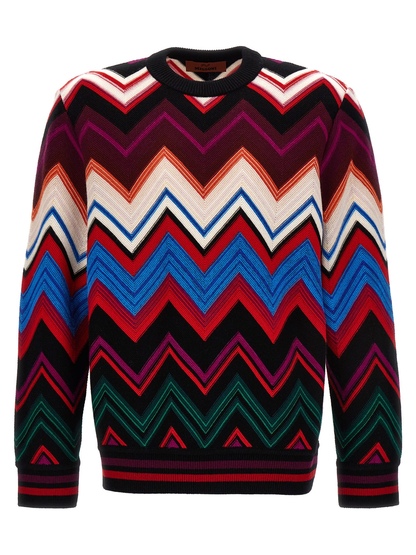 Shop Missoni Zig Zag Sweater In Red/blue