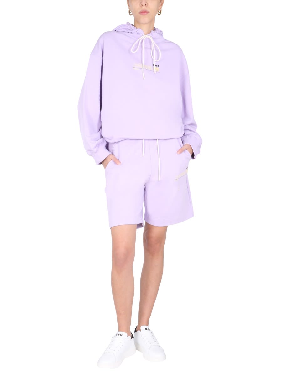 Msgm "fantastic Green" Bermuda In Lilac