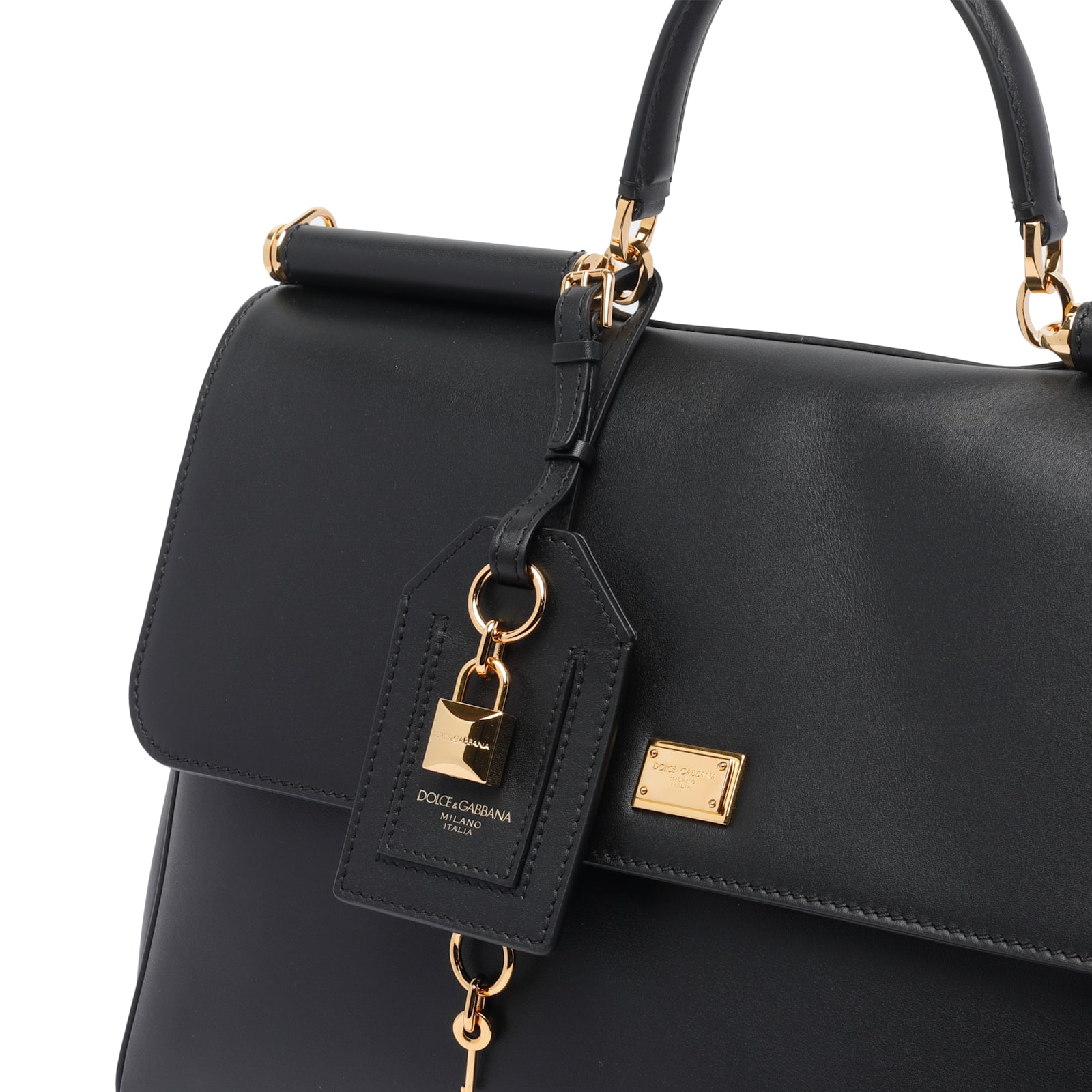 Dolce & Gabbana Black Handbag With Padlock Detail And Adjustable And Removable Shoulder Strap In Black