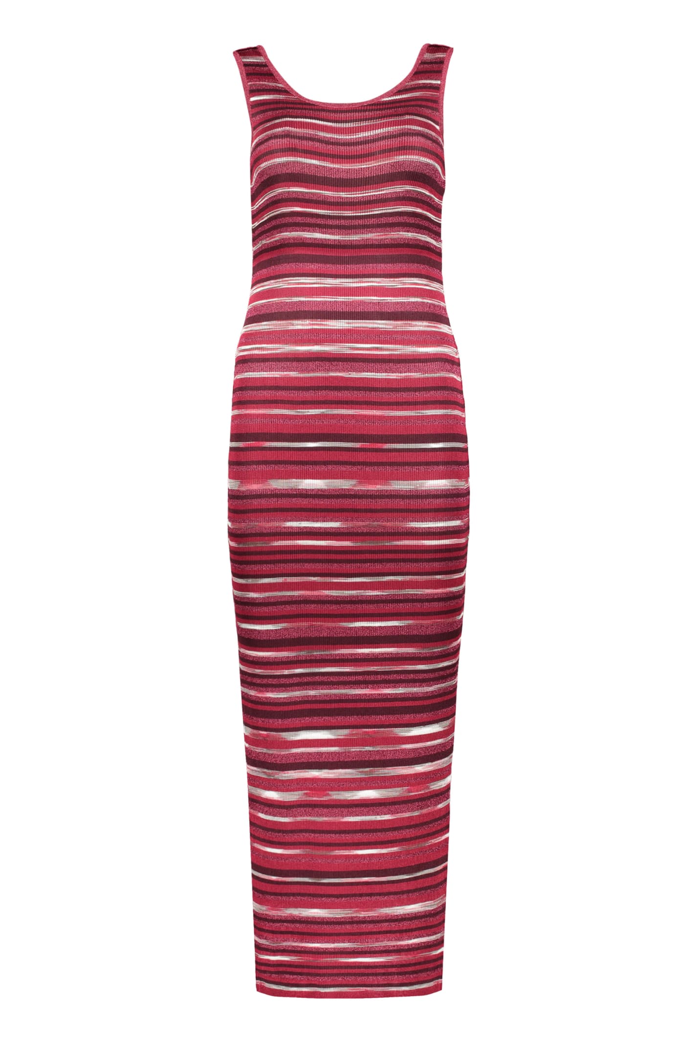 Missoni Ribbed Knit Dress In Red-purple Or Grape