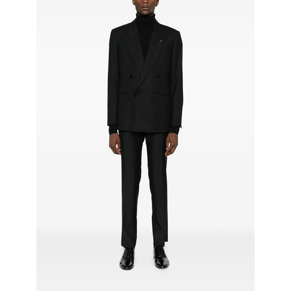 Lardini Double-breasted Blazer In Black