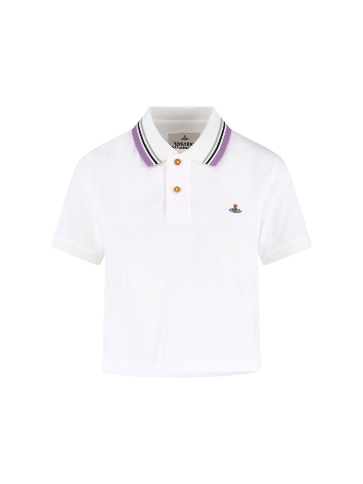 Vivienne Westwood Ribbed Collar Short Sleeves Top In White
