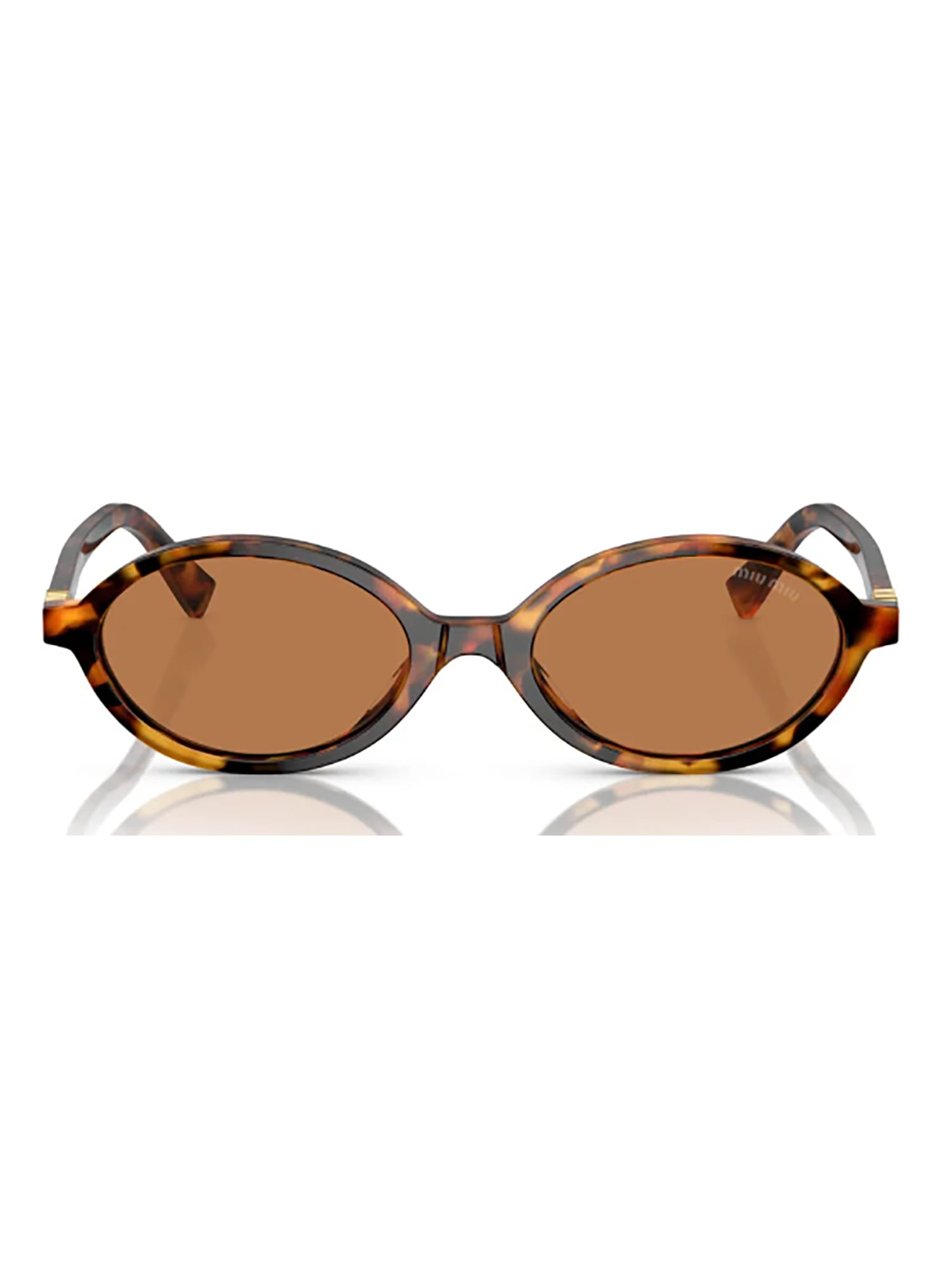 Miu Miu Tortoiseshell-effect Oval-frame Sunglasses