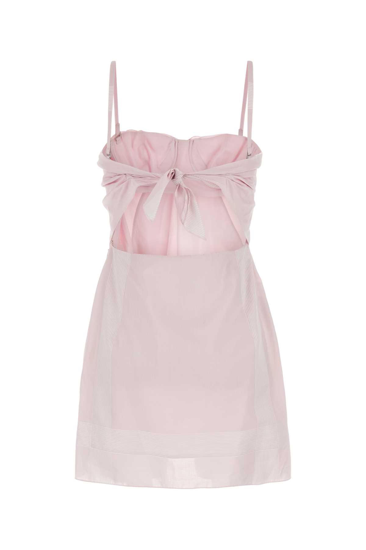 Shop Prada Pastel Pink Cotton Mini Dress In Alabastro