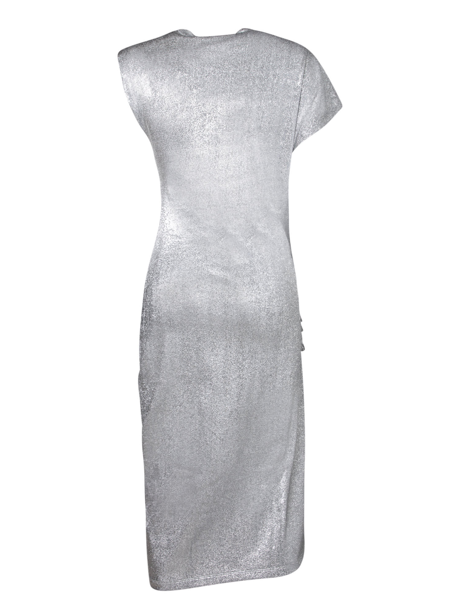 Shop Rabanne Silver Metallic Draped Dress