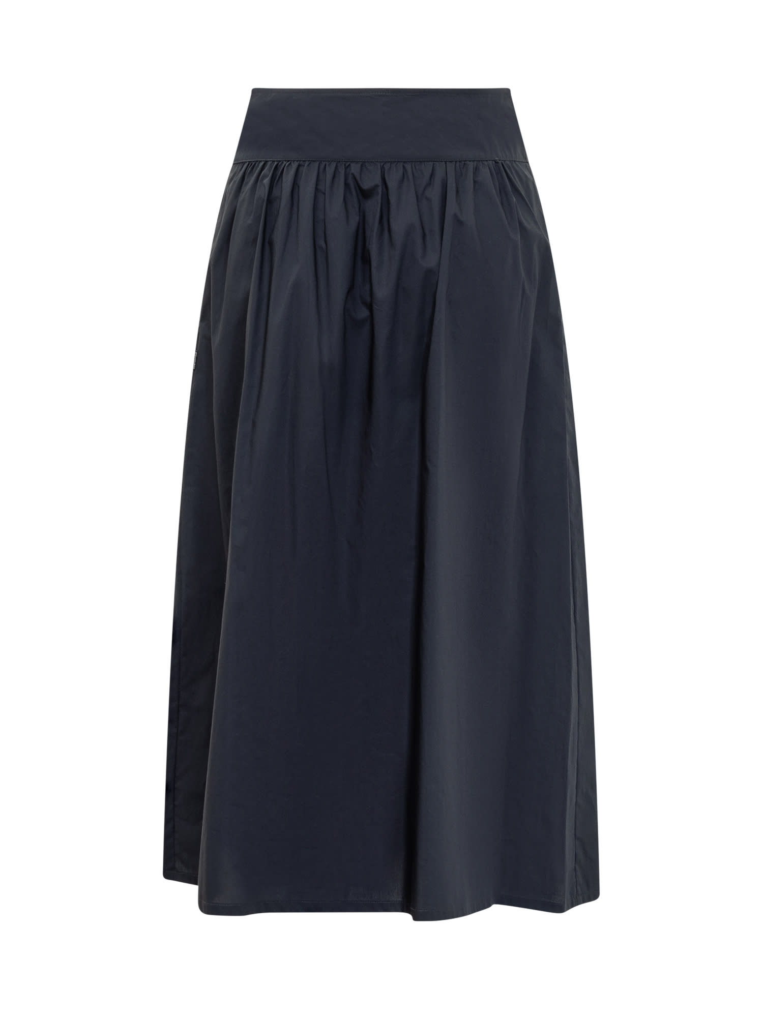 Shop Woolrich Long Cotton Skirt In Melton Blue