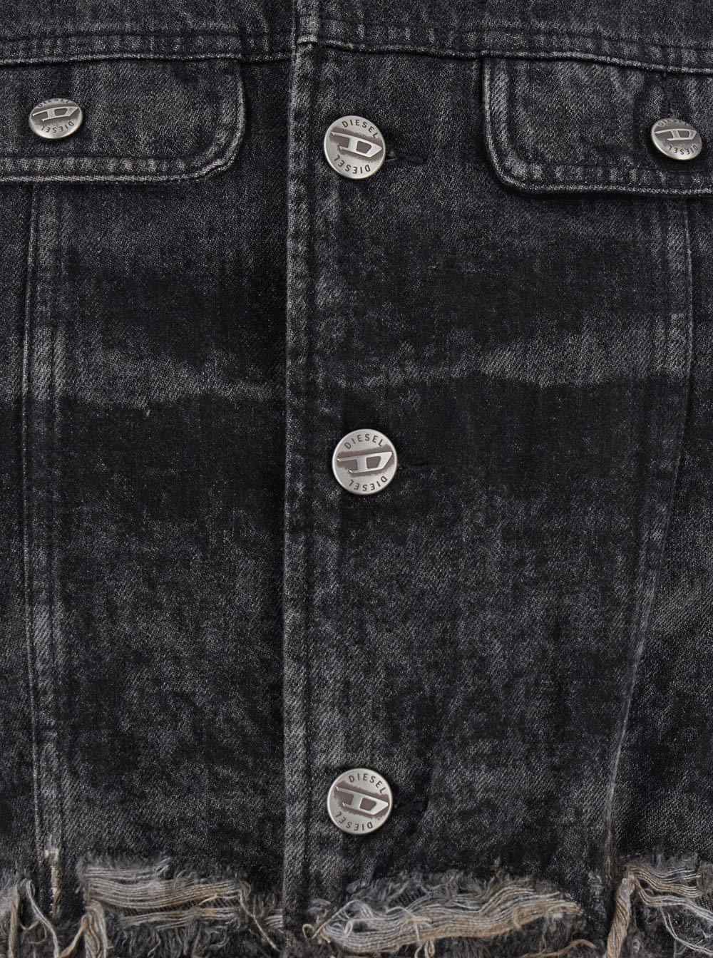 Diesel Grey Jacket With Round Neck And Frayed Edges In Cotton Blend Woman In Blue