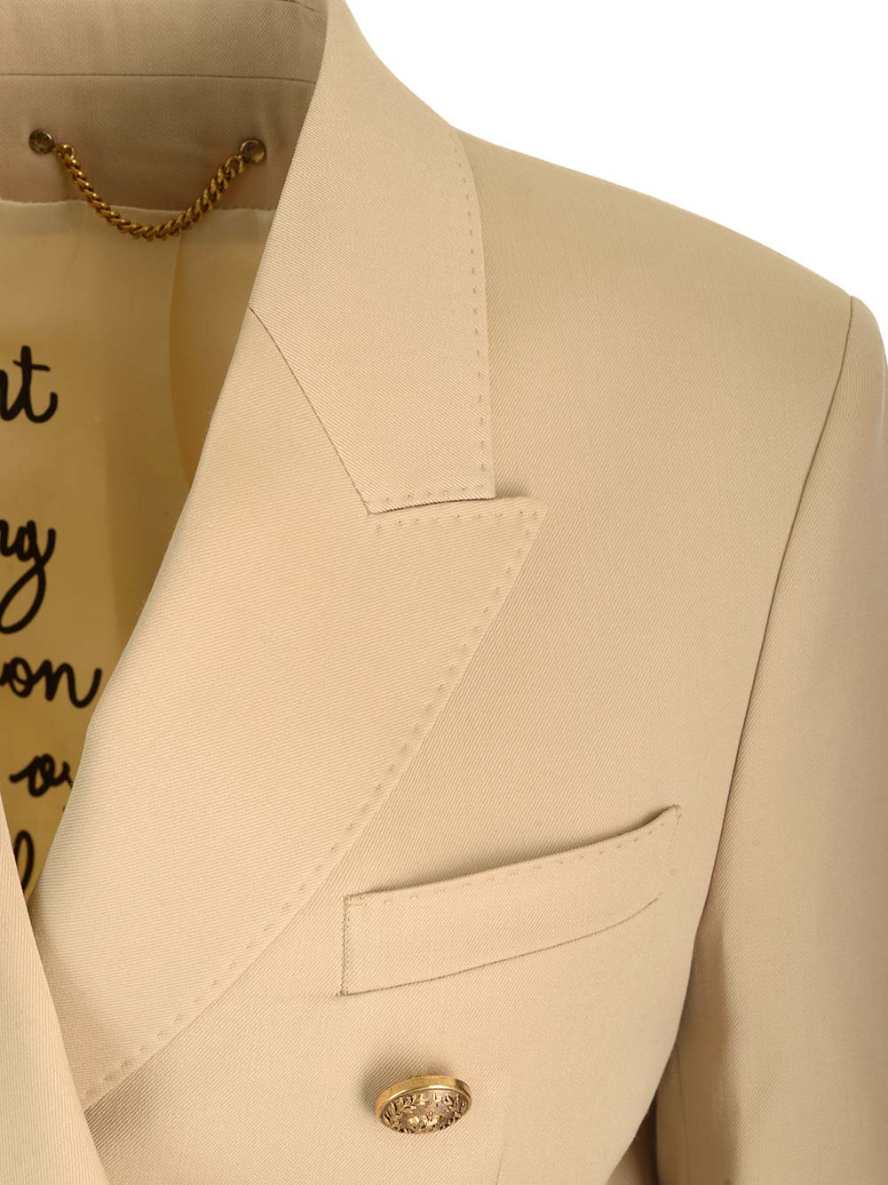 Shop Golden Goose Double-breasted Wool Blazer In Beige