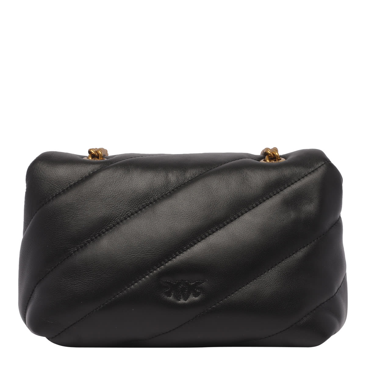 Shop Pinko Love Puffer Mini Shoulder Bag In Nero/gold