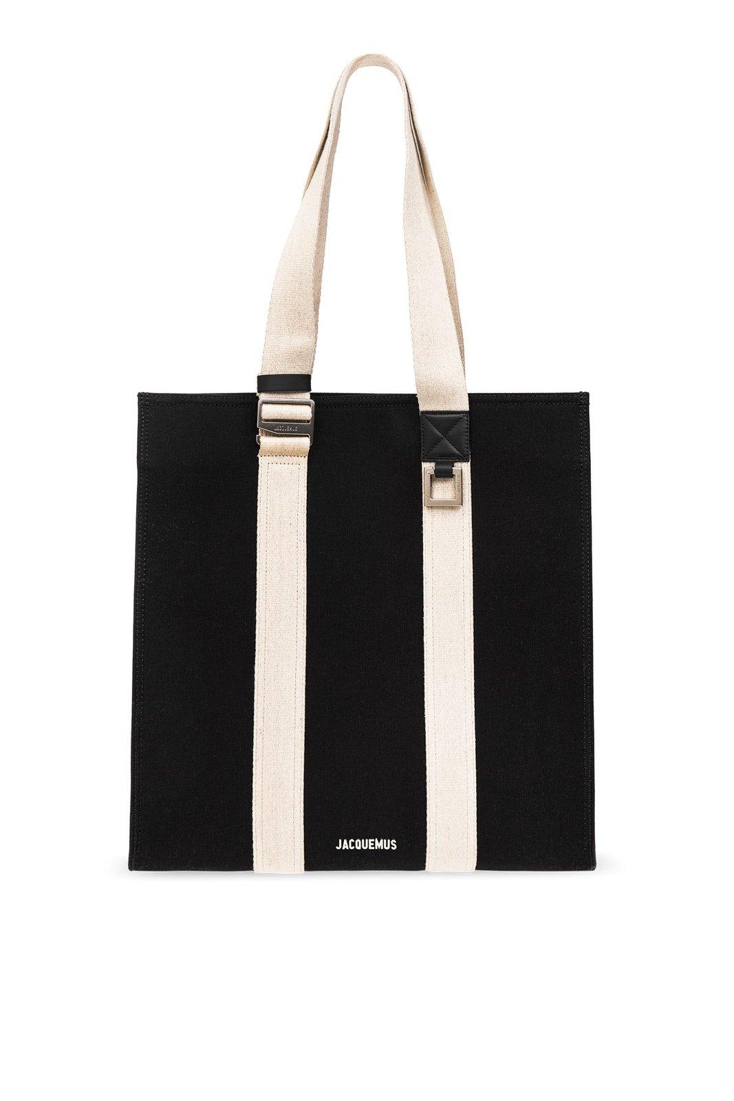 Shop Jacquemus Le Cabas Cuerda Grosgrain Messenger Tote Bag In Black