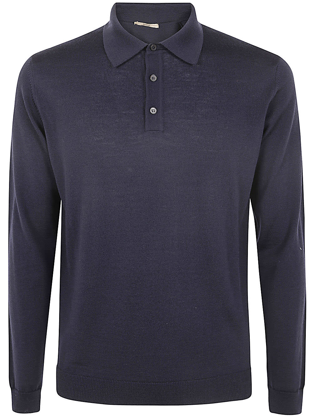 Shop Nuur Long Sleeve Polo In Navy